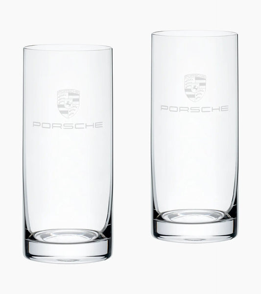 Set of 2 highball glasses with crest – Essential | Porsche Design